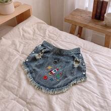 Jaket Hewan Peliharaan Denim Bordir Luar Angkasa, Rompi Berumbai, Cocok Untuk Anjing Kecil dan Sedang, Rompi Modis Musim Gugur/D-Ring - Biru - View 6