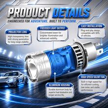 HYNBYZJ 2pcs H4 LED Headlight Bulb Projector Lens CANBUS 200W 180000LM Super Bright 6500K Turbo Fan Car Light 9003/HB2 For Cars/Motorcycle - A - View 3