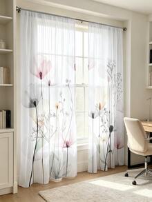 2pcs Light Style Light Color Flower Sheer Curtains-Rod Pocket Design For Privacy And Easy Installation - Perfect For Living Room & Bedroom Decor, Machine Washable,Good Light Transmittance,All-Season,Versatile Sheer Curtains,90gsm - Multicolor - View 10