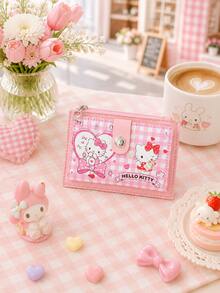 SANRIO 1pc Hello Kitty Character Small Wallet For Women Girls, Cute Compact Mini Bifold Card Holder With Zipper Coin Pocket, Snap Closure And Keychain Ring - Multicolor - View 13