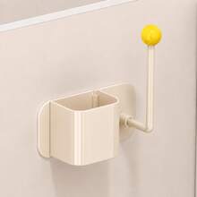 No-Drill Wall-Mounted Bathroom Storage Rack, Adhesive Multi-Function Storage Cup & Hook, Waterproof Space-Saving Organizer For Combs, Makeup Brushes, Hair Accessories, Vanity, Bathroom And Home - Multi - View 9
