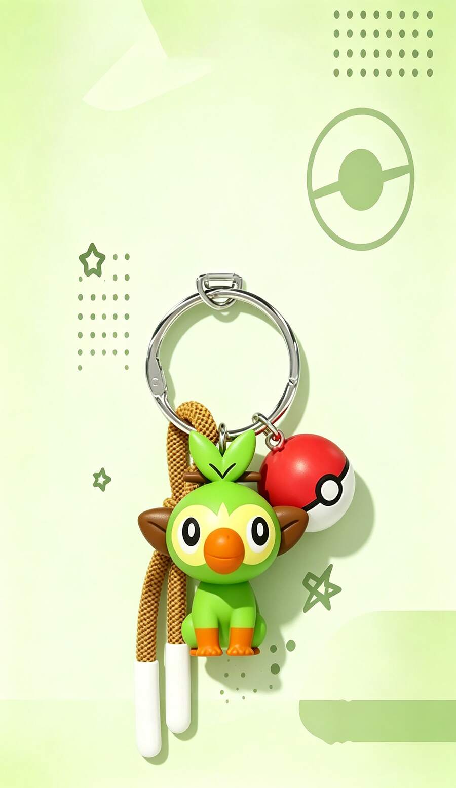 MINISO Pokémon Grookey 角色鑰匙圈,附 Poké Ball 吊飾與棕色掛繩,適用於手提包、背包、鑰匙,生日與聖誕禮物 - 6 - 查看 1