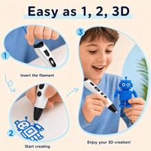 3D Printing Pen Set With 12 Colors PLA Filament Drawing Board Base Finger Protector DIY Craft Kit Christmas Birthday Gift For Kids Boys Girls - View 2