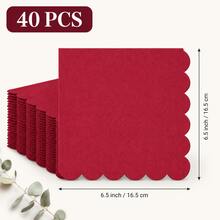 20/40/60PCS Festive Red Solid Scalloped Edge Paper Napkins, 6.5 Inch Elegant Embossed Napkins, Romantic Table Decor For Weddings, Engagements, Birthday Parties, Banquets & Celebrations - View 6