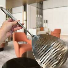 2/1pc Stainless Steel Strainer, Colander, Pasta Drainer, Fried Food Strainer, Filter Spoon, Stainless Steel Mesh, Food Strainer, Metal Mesh, Frying & Baking Strainer - Silver - View 7