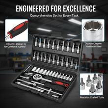 Multi-Specification Socket Wrench Tool Set, 46/53pcs, Vanadium Steel Ratchet Wrench Kit, Multi-Purpose Automotive Repair And Home Maintenance Hand Tool Set, With Portable Hard Shell Storage Box - A - View 5