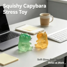 1/2/3/4Pcs Sensory Fidget Stress Relief Glitter Capybara Squeeze 5 Colors, Squish Toy, Stress Ball, Cute Axolotl Stretchy Capybara Squeeze, Birthday Party Gift(Color And Style Are Random) - Multicolor - View 4