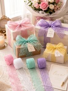 180 Inch Floral Lace Ribbon Roll - Vintage Fan-Shaped Lace Trim, Suitable For Hair Accessories, Ribbon Bows, Clothing Applique, DIY Crafts And Gift Wrapping Ribbon - Lace Trim - View 2