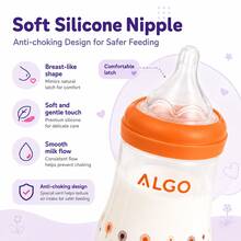 1pc 280ml PP Baby Bottle, Curved Anti-Drop Easy Grip, Clear Scale Scientific Feeding, Soft Silicone Nipple, Fully Detachable, Suitable For Newborn Gift, Christmas Gift - Multicolor - View 7