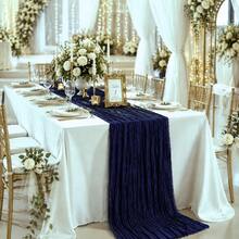 10 Pack Navy Blue Cheesecloth Table Runner, Boho Rustic Gauze Table Runner, Semi Sheer Cheese Cloth Table Decor For Wedding, Bridal Shower, Baby Shower, Birthday Party, Reception, Banquet, Farmhouse Dining Table, Table Centerpiece And Home Decor - Navy Blue - View 5
