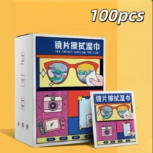 Eyewear Set, Black Glasses + 100pcs Cleaning Cloths. Eyeglass Cleaning Cloth, Eyeglass Cleaner, Lens Cleaning Cloth, Eyeglass Cleaning Cloth. Unisex - Fashion Campus Style, Transparent Black Frame, Face-Flattering Design. - A - View 4