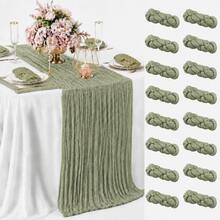 10 Pack Sage Green Cheesecloth Table Runner, Boho Gauze Table Runner, Rustic Semi Sheer Fabric Table Runner For Wedding, Bridal Shower, Baby Shower, Birthday Party, Farmhouse Dining Table Decor, Table Centerpiece And Home Decoration - A - View 18