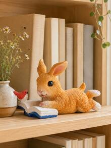 1pc Garden Shop Yard Small Ornament, Resin Rabbit Figurine, Creative Small Animal Zoo Art Decor, Room Decoration, Back To School, Home Decor - Multicolor - View 5