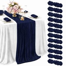 10 Pack Navy Blue Cheesecloth Table Runner, Boho Rustic Gauze Table Runner, Semi Sheer Cheese Cloth Table Decor For Wedding, Bridal Shower, Baby Shower, Birthday Party, Reception, Banquet, Farmhouse Dining Table, Table Centerpiece And Home Decor - Navy Blue - View 31