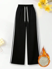 Women's Winter Casual Sports Fleece Lined Long Pants, Multi-Functional Sports Pants, Suitable For Daily Wear, Running, Cycling, Ball Games And Fitness - Black - View 8