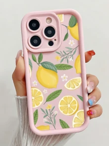 1 قطعة بطانية هاتف TPU مقاوم للصدمات بتغطية كاملة بتصميم بسيط بزهور الليمون الوردية والبيضاء متوافق مع أجهزة Apple 18 17 16 15 14 13 12 11 Pro Max Air والسلسلة - متعدد الألوان - مشاهدة 2