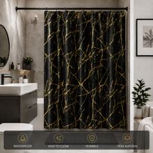 1pc Waterproof Shower Curtain (PEVA Plastic Material), Multiple Colors, Sizes And Patterns Available, Bathroom Accessory, Waterproof And Moisture-Proof, Machine Washable, Suitable For Bathroom/Balcony Partition, Shower Curtain, Solid Color Curtain - Gold - View 8