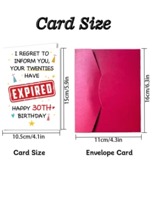 1pc Funny 30th Birthday Card, Suitable For Boyfriend/Girlfriend, Humorous 30th Birthday Commemorative Card, Your 20s Have Expired - Sets - View 2
