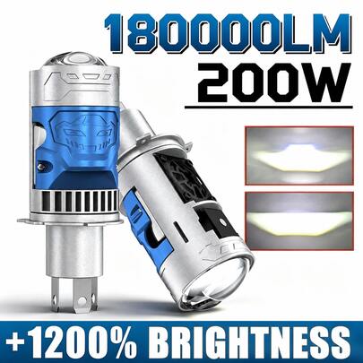 HYNBYZJ 2 قطعة مصباح LED H4 مع عدسة إسقاط CANBUS 200W 180000LM فائق السطوع 6500K مروحة توربو إضاءة السيارة 9003/HB2 للسيارات/الدراجات النارية
