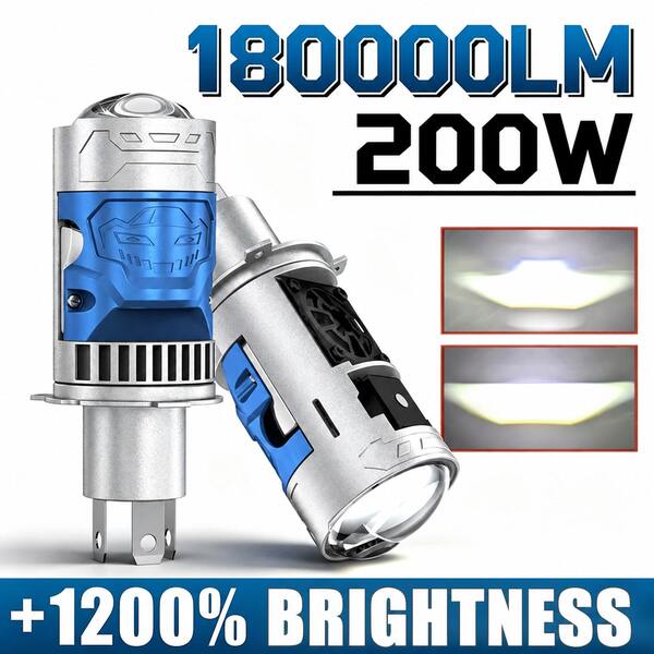 HYNBYZJ 2 قطعة مصباح LED H4 مع عدسة إسقاط CANBUS 200W 180000LM فائق السطوع 6500K مروحة توربو إضاءة السيارة 9003/HB2 للسيارات/الدراجات النارية