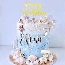 25 piezas/Set Decoraciones de Pastel Tema Oceánico Sirena, Cola de Sirena, Estrella de Mar, Coral, Conchas, Fiesta de Cumpleaños en la Playa - Multicolor - Ver 12
