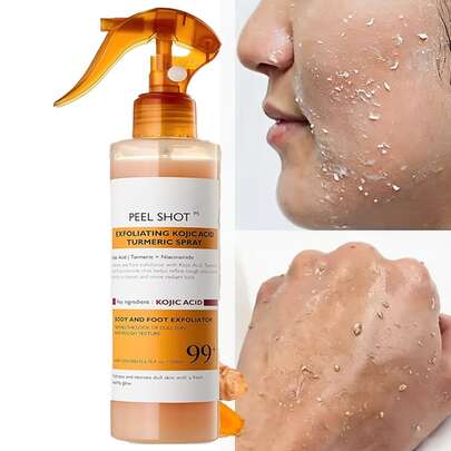 Kojic Acid Turmeric Peel Shot Keratin Care Spray, Peel Shot Turmeric Spray | Exfoliating Peeling Solution, Gentle Body Care For Smooth, At-Home Treatment For Smooth, Bright & Glowing Skin