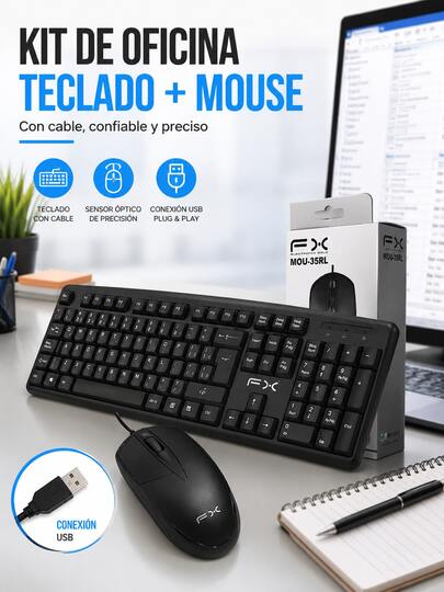 USB Wired Keyboard And Mouse Combo, Standard Keyboard With Numeric Keypad, Ergonomic Optical Mouse Plug & Play, Durable Office Kit For PC, Computer, Laptop, Home And Daily Work, Black