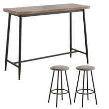 Counter table 3 - point set Bar table Dining set Fashionable wooden tone Adjustable legs High table set Soft seating cushion for two hanging Cafe Livi - グレー+スチール - チェックする 10