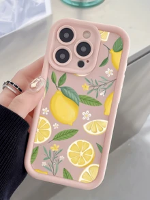 1 قطعة بطانية هاتف TPU مقاوم للصدمات بتغطية كاملة بتصميم بسيط بزهور الليمون الوردية والبيضاء متوافق مع أجهزة Apple 18 17 16 15 14 13 12 11 Pro Max Air والسلسلة - متعدد الألوان - مشاهدة 1
