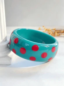 1pc Dopamine Colorful Polka Dot Acrylic Bracelet, Ins Style Retro Hong Kong Style Exaggerated Wide Cuff, Suitable For Women's Daily Wear - Polka Dot Acrylic Bracelet - View 21