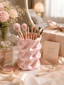 1 buah Tempat Kuas Makeup Bergelombang, Organizer Kuas Makeup, Wadah Penyimpanan Meja Rias, Penyimpanan Meja, Penyimpanan Meja Kamar Mandi, Rak Alat Makeup, Dekorasi Kamar Tidur, Dekorasi Rumah Modern, Penyimpanan Meja Kantor, Hadiah, Aksesori Meja Belajar, Pernikahan, Perjalanan - MultiWarna - View 6