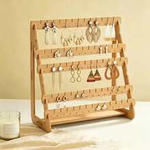 A Wooden Walnut Color, Minimalist And Stylish Tiered Earring Storage Rack, Suitable For Jewelry Store Earring Display Stand. Earring Storage Rack - Multi-layer Earring Storage Rack - View 4