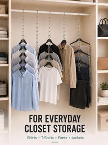 6pcs 7-Slot Metal Chain Hook, Space-Saving Foldable Organizer Rack, Multi-Hook Efficient Storage, Durable Wardrobe Accessory, Clothing Organization And Storage - Multicolor - View 2