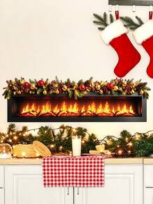 mama look 1pc/2pcs, Multi-Style, Christmas Decoration Wall Sticker Creative Realistic Fireplace, PVC Self-Adhesive Removable, Suitable For Bedroom, Living Room, Kitchen, Dining Room, Entryway Wall Decoration, Beautify Wall And Conceal Imperfections - Multiple Styles - View 5