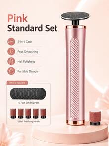 Rechargeable Electric Foot Cleaner & Nail Polisher, 3-Speed Adjustable Pedicure & Manicure Tool With Replaceable Disposable Sanding Discs, Type-C Charging 500mAh Portable Foot File For Dead Skin, Callus And Dead Skin Care - Multiple Styles - View 5