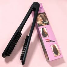 1pc Double-Sided Paddle Brush Fluffy Texture Styling Straight & Curly Dual-Use V-Shaped Detangling Comb - Black - View 8