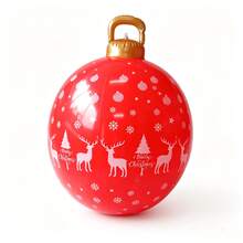 PVC Inflatable Christmas Tree Hanging Ornament, Red Reindeer & Snowflake Print Large Inflatable Ball Decoration, Holiday Home Party Indoor & Outdoor Decor - Red Reindeer Style - View 6