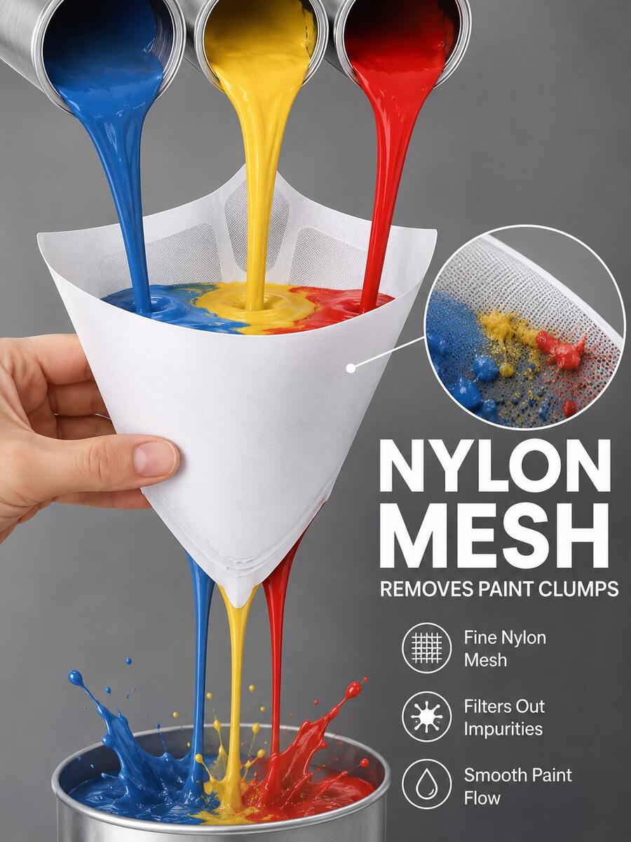 60pcs Disposable Paper Paint Strainers With Fine Mesh Filter, Paint Filter Cones For Automotive Spray Guns, Suitable For Professional And Home Paint Gun Systems