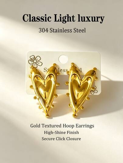 Vintage French Stainless Steel Earrings, Suitable For Women's Picnic, Party, Holiday, Daily Wear, Travel, Gift