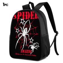 Spider 2D Print 3 Pieces Backpack Set, Large Capacity Backpack, Crossbody Bag, Pencil Case, Adjustable Wide Breathable Shoulder Straps, Side Mesh Pockets For Water Bottle Storage, Personalized Daily Commute Travel Casual Storage Bag - Printed Bag - View 14
