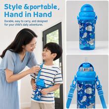 Cute Cartoon Kids Straw Cup 450ml Portable Leakproof Water Bottle For Boys Girls School Outdoor Home - Multicolor - View 4