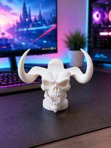 Game Controller Stand, Skull Controller Base, Horned Demon Gamepad Display Rack, Gothic Style Game Desktop Storage, Desktop Controller Storage Rack, Video Game Accessories, Gamer Room Decor, Halloween Desktop Decoration, Game Equipment Decor, Gamer Gift - B - View 13