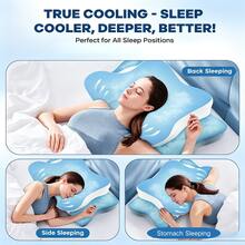 Side Sleeper Pillow, Memory Foam Cervical Butterfly Pillow,Cervical Neck Pillow For Sleeping, Ergonomic Side Sleeper Pillows For Adults, Neck Support Pillow For Neck And Shoulder Support, Bed Pillow For Side Back Stomach Sleepers - Gift For Mom - Blue - View 6