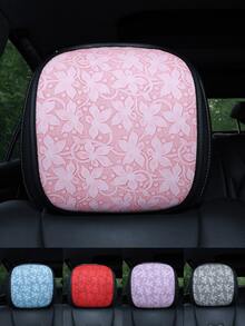 Floral Embossed Car Headrest Cover, Universal Car Seat Headrest Protector, Decorative Car Interior Accessory Suitable For Most Cars - Lily - View 2