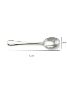 1pc Stainless Steel Seasoning Jar With Spoon And Lid, Stainless Steel Sugar Canister With Spoon, Seasoning Bowl With Spoon And Tray, Elegant Tabletop Storage Container, Suitable For Kitchen And Dining Room Seasoning Storage, Gift, Halloween Party, Christmas Gathering - Silver - View 14