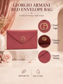 Giorgio Armani Armani Red Envelope Bag, 26.8*2*17.5 Cm, Magnetic Closure, Lightweight, Easy To Carry, Easy To Clean, Simple And Elegant, Exquisite Stitching, Suitable For Daily Use - Red - View 6