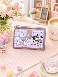 SANRIO 1pc Hello Kitty Character Small Wallet For Women Girls, Cute Compact Mini Bifold Card Holder With Zipper Coin Pocket, Snap Closure And Keychain Ring - Multicolor - View 9