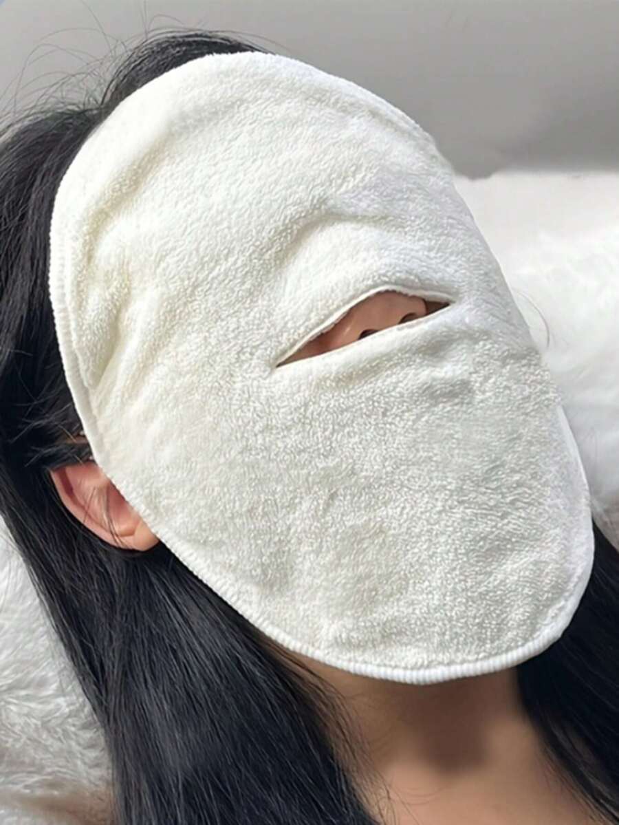1/2pcs Reusable Hot Compress Face Mask, Cold & Hot Steam Towel For Facial, Suitable For Home Bathroom Decor, Back To School Season Beauty Salon Home Bathroom Supplies - White - View 1