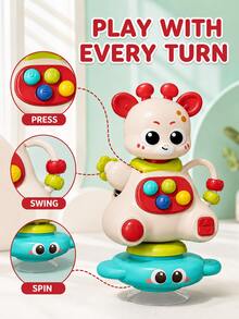 Giraffe Suction Cup Activity Toy, Suitable For Toddlers, Colorful Button Game And Rotating Desktop Toy, Multiple Colors, Baby Halloween, Baby Sensory Toy, Hand Rattle, Hand Drum & Mini Trumpet, Suitable As Birthday Or Christmas Gift For Newborns And Infants - Multicolor - View 7