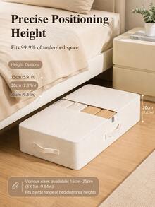 1pc Large Capacity Underbed Storage Bag, Foldable Fabric Clothing Organizer With Transparent Window, Dust-Proof Blanket & Bedding Storage Box, Reinforced Handles, Double Zipper Space-Saving Storage Box, Suitable For Bedroom, Wardrobe, Home - White - View 5